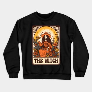 The Witch Tarot Groovy Vintage Halloween Plant Lover Crewneck Sweatshirt